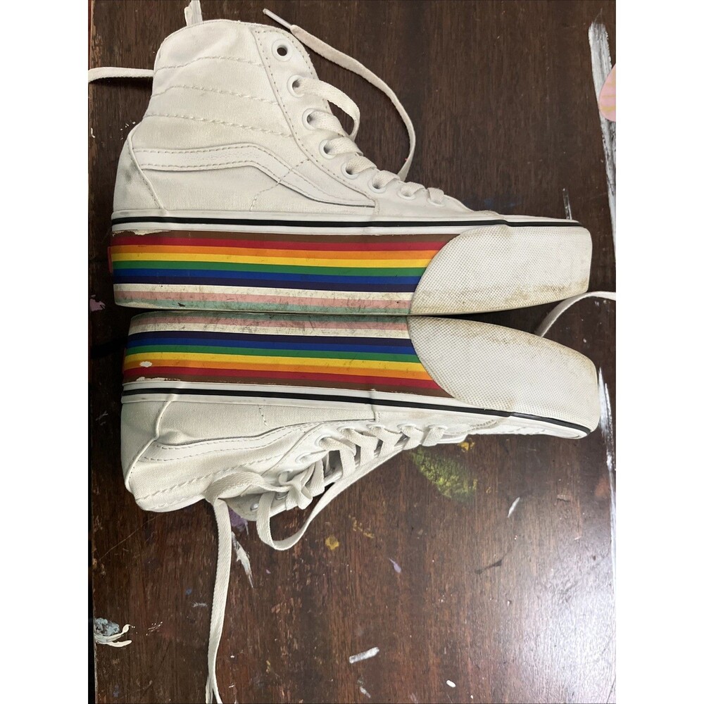Pre Owned Vans Pride LGBTQ Rainbow Sk8 High Tapered Stackform Men 7 Women 8.5